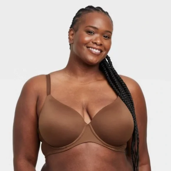 Auden Sz 44D Bra The Superstar Lightly Lined Full Coverage TShirt Brown NWT - Picture 1 of 7